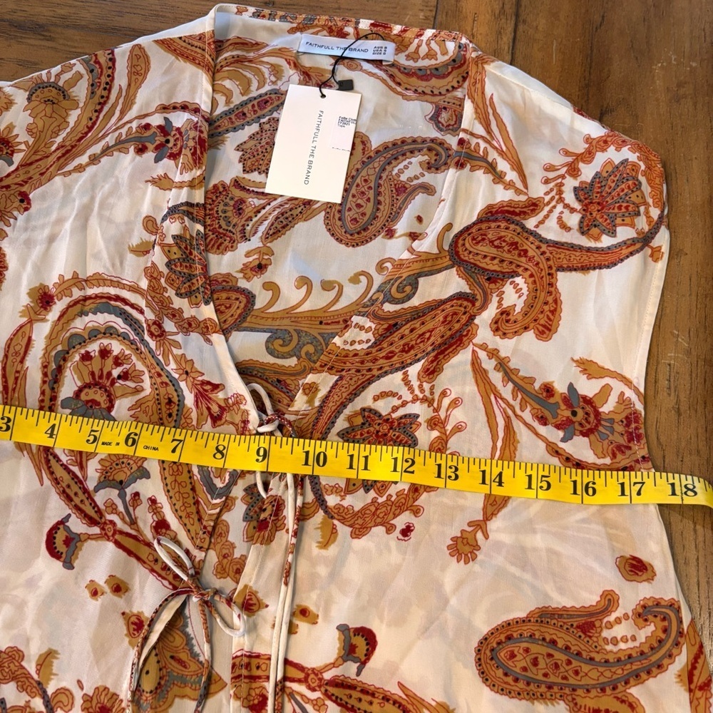 NWT Faithfull the Brand lonica Tie Top in Rayon-georgette,Small,Chic Summer - Picture 10 of 11